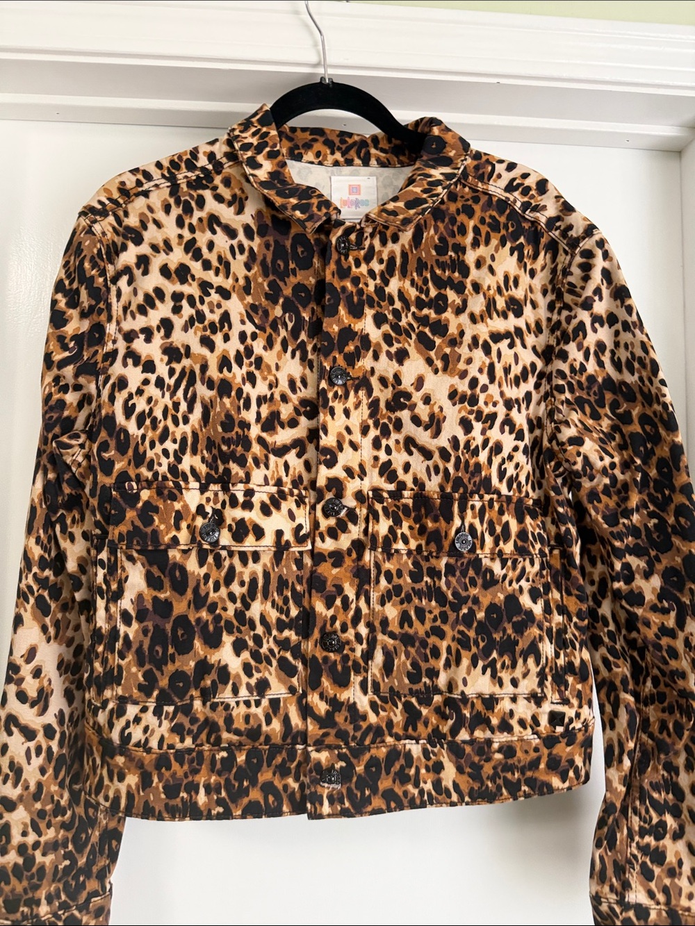 LuLaRoe Kenny Jean Jacket Leopard Print Button-Up Jacket - Brown/Black XL